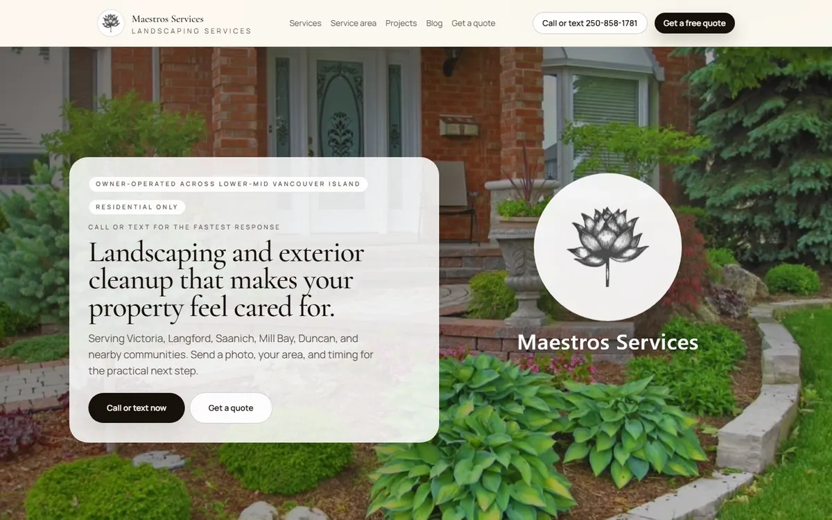 MaestrosServices homepage captured at desktop width (1440×900)